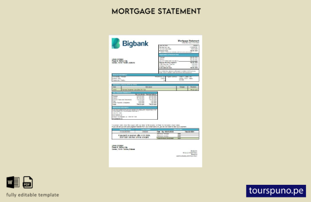 listo para imprimir plantilla de extracto de hipoteca del banco Bigbank de Eston